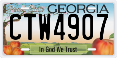 GA license plate CTW4907
