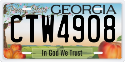 GA license plate CTW4908
