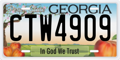 GA license plate CTW4909