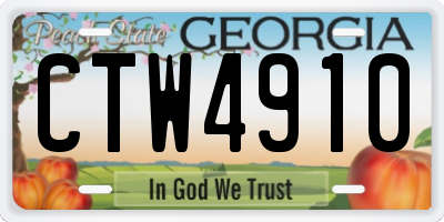 GA license plate CTW4910
