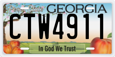 GA license plate CTW4911