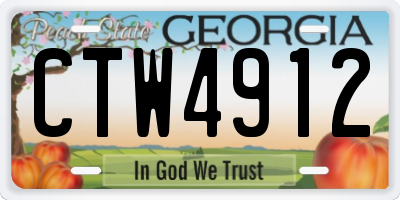 GA license plate CTW4912