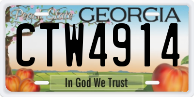 GA license plate CTW4914