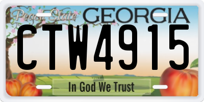 GA license plate CTW4915