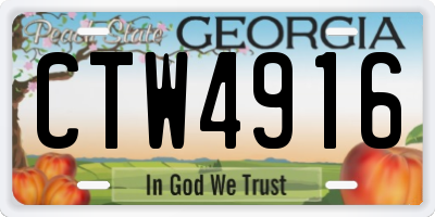 GA license plate CTW4916
