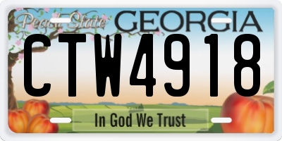 GA license plate CTW4918