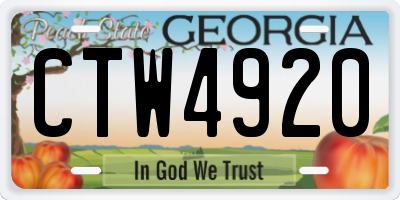 GA license plate CTW4920