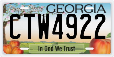 GA license plate CTW4922