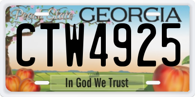 GA license plate CTW4925