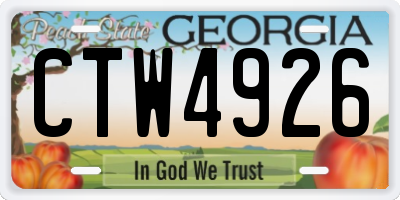 GA license plate CTW4926