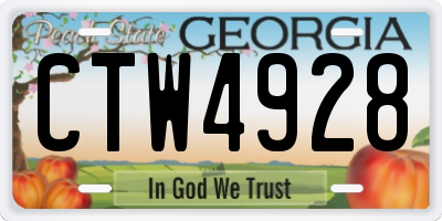 GA license plate CTW4928