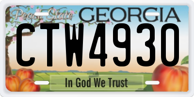 GA license plate CTW4930