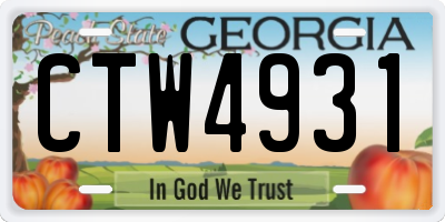GA license plate CTW4931