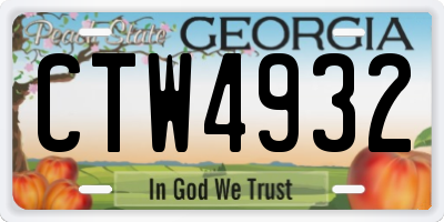 GA license plate CTW4932
