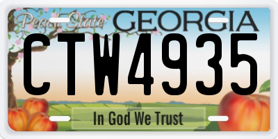 GA license plate CTW4935