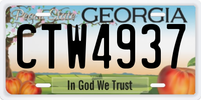GA license plate CTW4937