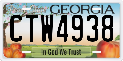 GA license plate CTW4938