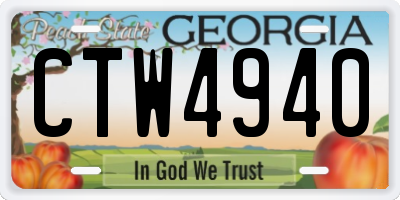 GA license plate CTW4940