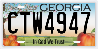 GA license plate CTW4947