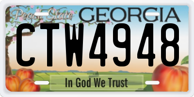 GA license plate CTW4948
