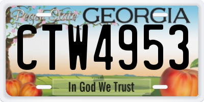 GA license plate CTW4953