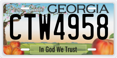 GA license plate CTW4958