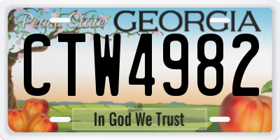 GA license plate CTW4982