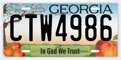 GA license plate CTW4986