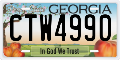 GA license plate CTW4990