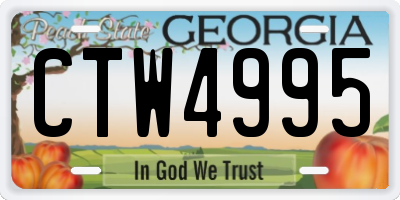 GA license plate CTW4995