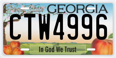 GA license plate CTW4996