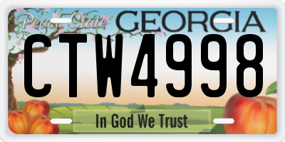 GA license plate CTW4998