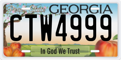 GA license plate CTW4999