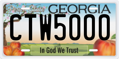 GA license plate CTW5000