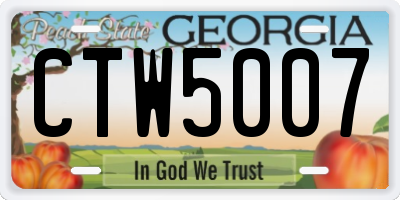 GA license plate CTW5007