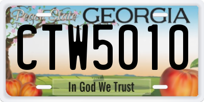 GA license plate CTW5010