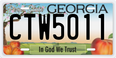 GA license plate CTW5011
