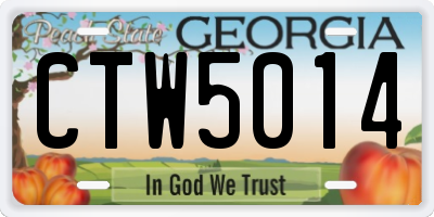GA license plate CTW5014