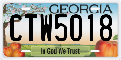 GA license plate CTW5018