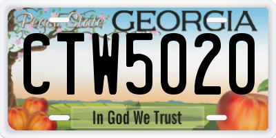 GA license plate CTW5020
