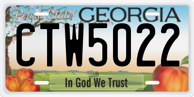 GA license plate CTW5022