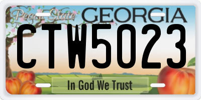 GA license plate CTW5023