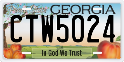 GA license plate CTW5024