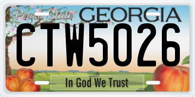 GA license plate CTW5026