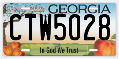 GA license plate CTW5028