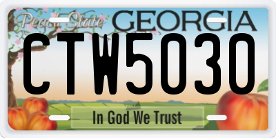 GA license plate CTW5030