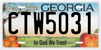 GA license plate CTW5031