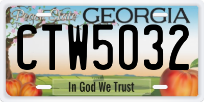 GA license plate CTW5032