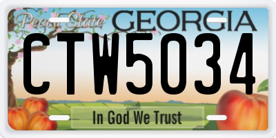 GA license plate CTW5034
