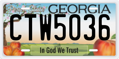 GA license plate CTW5036